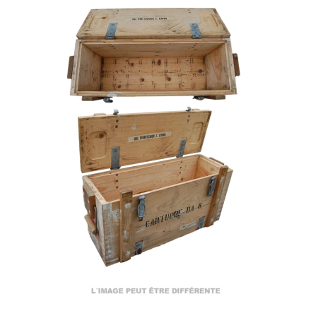 Grande caisse à munitions militaire en bois 65x23x32 cm