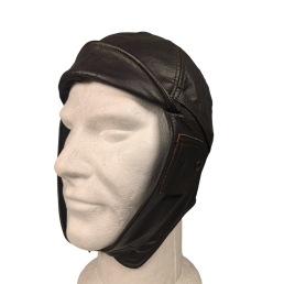 Casque aviateur marron cuir véritable