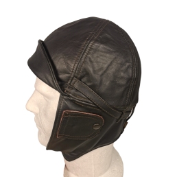 beau casque cuir aviateur marron