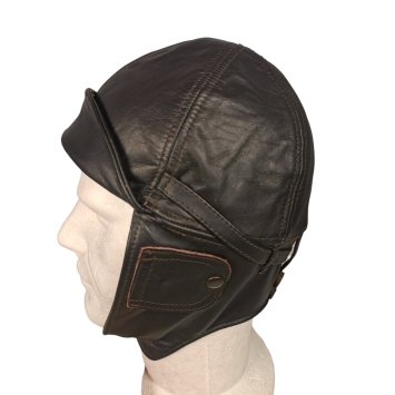 beau casque cuir aviateur marron