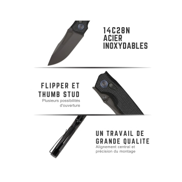 Couteau REMETTE RHINO noir outdoor